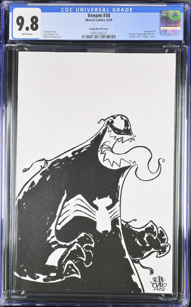 Venom 34 Skottie Young 1:50 BW Variant CGC 9.8 Marvel Comics